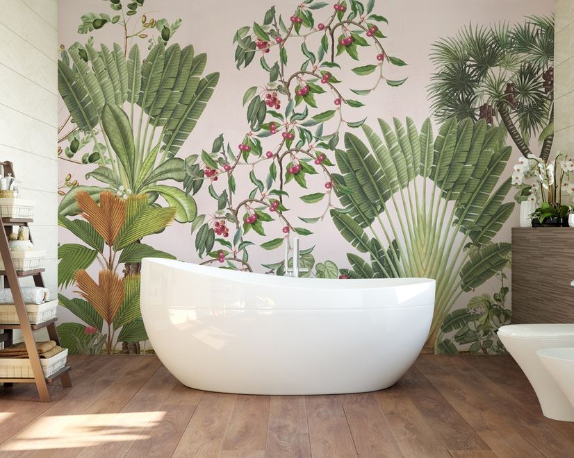 Exotic Leafs with Berries Wallpaper Mural