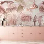 Pink Leaf and Blossom Wallpaper Mural