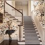 Zoomie kids wallpaper with painted dog breeds in tan, brown, black and grey on white