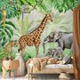 Kinder Safari Aquarell Tropischer Wald Dschungeltiere Fototapeten