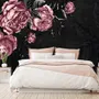 Dark Floral Peony Flower Drawing Wallpaper Mural