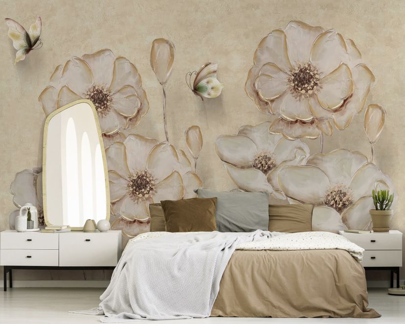 Monochrome Poppy Flower Wallpaper Mural