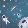 Aquarell Weltraum mit Astronaut und Meteoren Fototapete