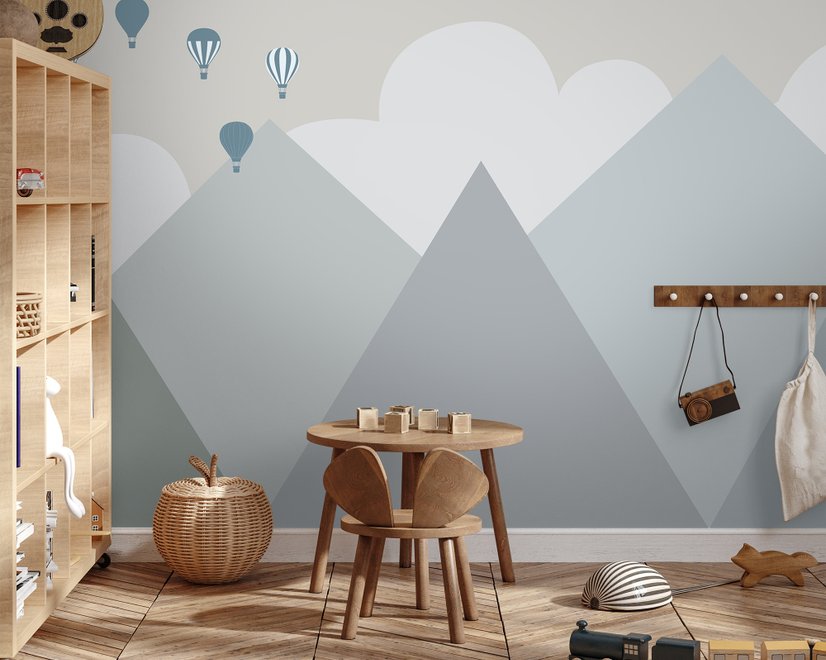 Cartoon Mountainscape Wallpaper Mural