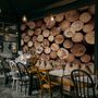 Coffee Shop with Wood Wall Wallpaper Mural
