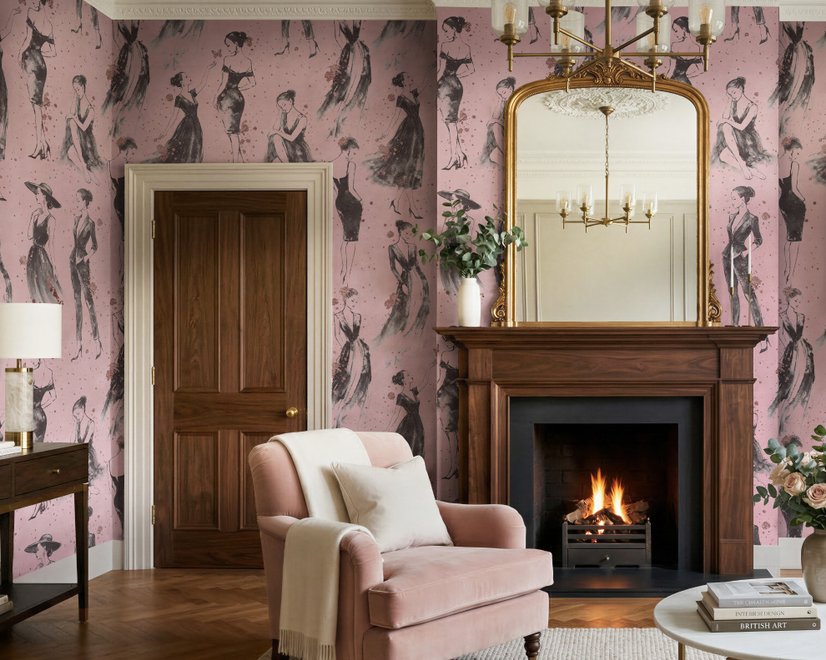 Modern Fashion Women Sketch Wallpaper Mural