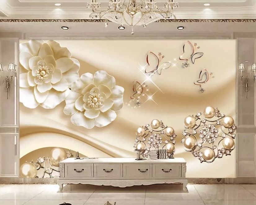 Gold Pearl Flower Wallpaper Mural