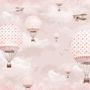 Papier peint panoramique du ciel rose des montgolfières et des avions pour les enfants et les filles
