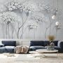 Watercolor Painting White Flowers Wallpaper Mural