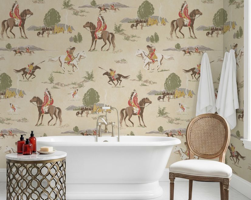 Retro Western Cowboys Wallpaper Mural