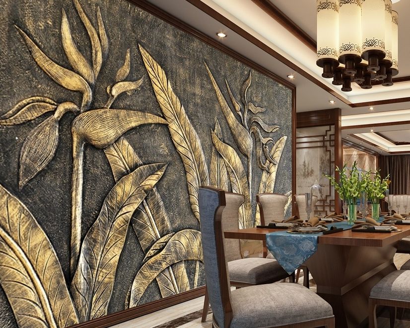 Tropical Birds of Paradise Sculpture Wallpaper Mural