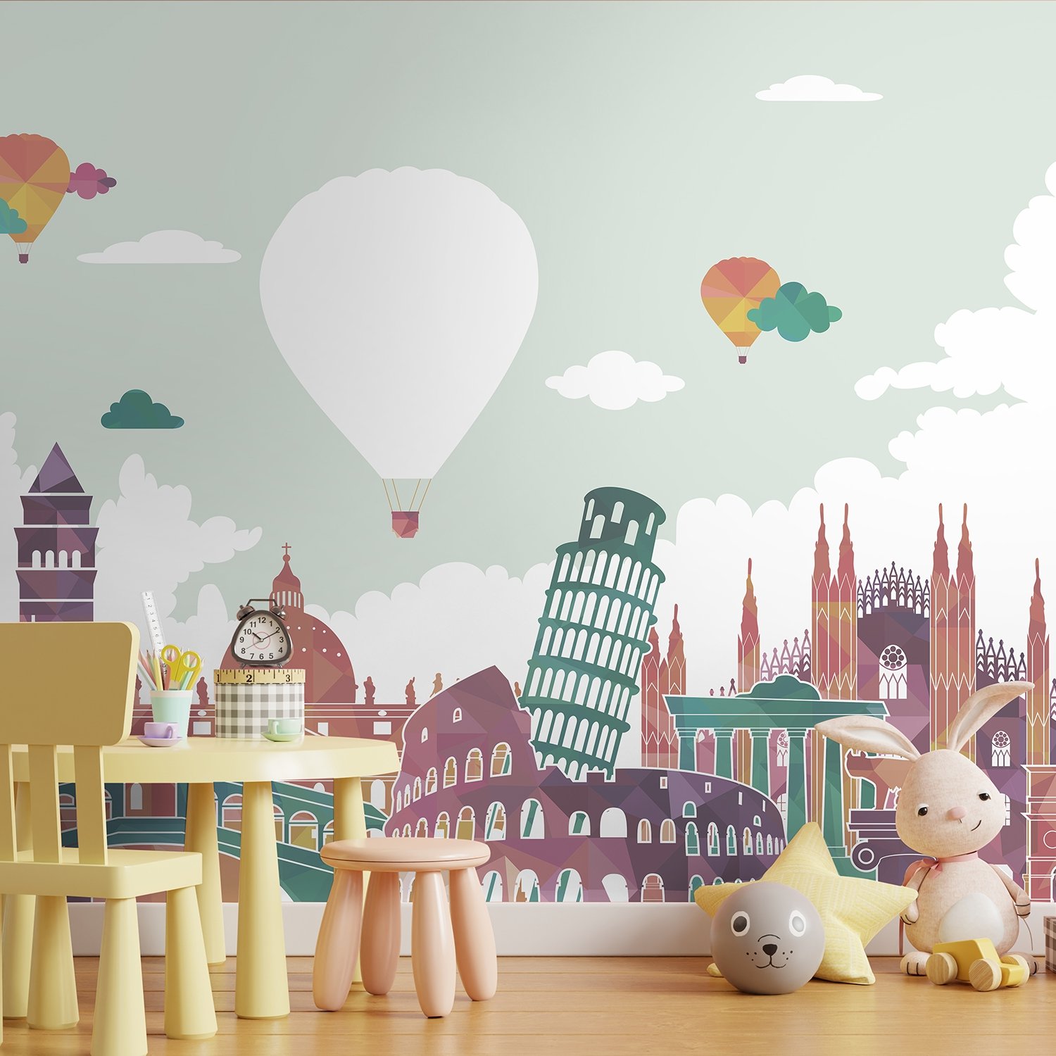 Kids Historical Places Wallpaper Mural - Peel and Stick