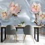 Pearl Lotus Flower and Little Butterfly Wallpaper Mural