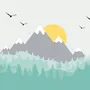 Kids Mountain Landscape with Trees Wallpaper Mural