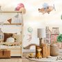 Watercolor Cute Houses with Flying Animals Wallpaper Mural for Kids