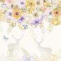 Yellow Floral Art with Horned Deer Wallpaper Mural