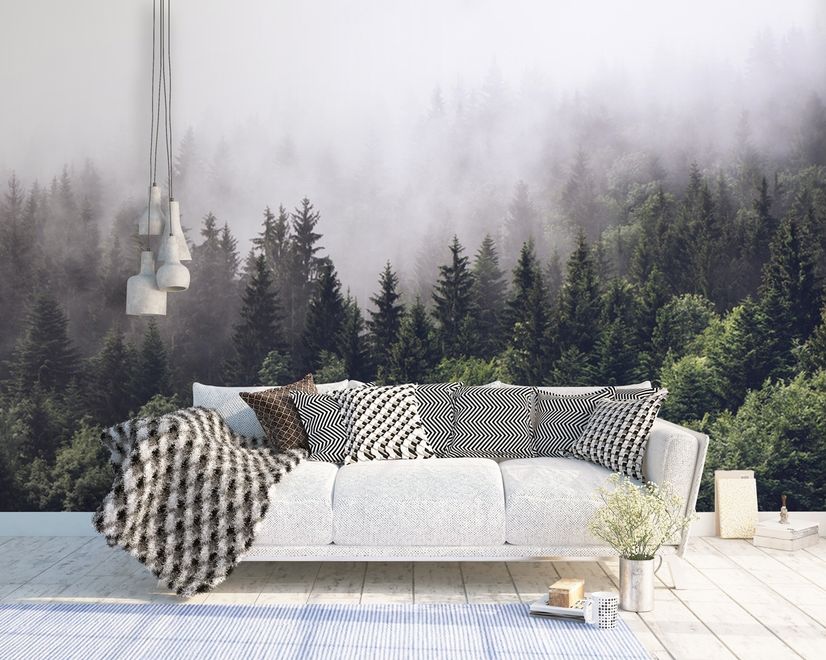 Misty Pine Forest Wallpaper Mural