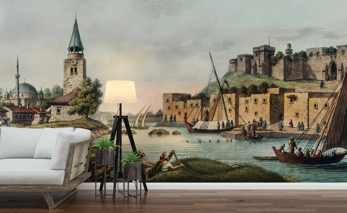 Historical City Wall on Seaside Wallpaper Mural - Peel and Stick