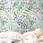 Green Leaf Branches with Berries Wallpaper Mural