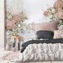 Papier peint panoramique fleurs roses vintage