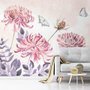 Papier peint art floral pissenlit rose aquarelle rétro