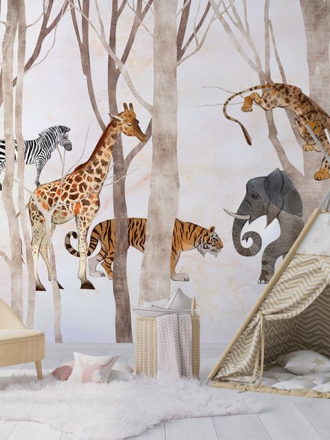 Aquarell Wilde Tiere Fototapete