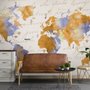 Orange World Map Wallpaper Mural