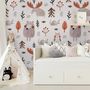 Cute Cartoon Animals with Twigs Wallpaper Mural