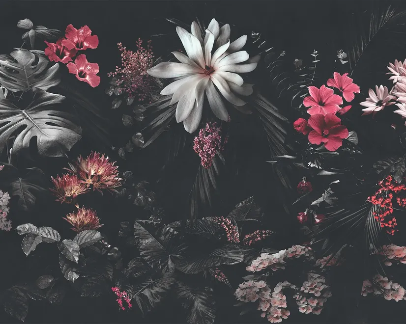 Dark Floral Garden Wallpaper Mural