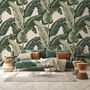 Green Banana Leaf Pattern Wallpaper Mural