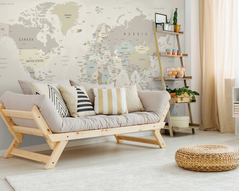 Political World Map Countries Detailed Wallpaper Mural