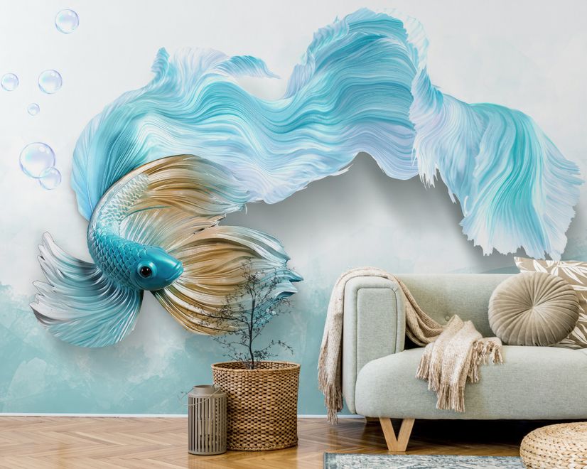 Abstract Guppy Fish Wallpaper Mural