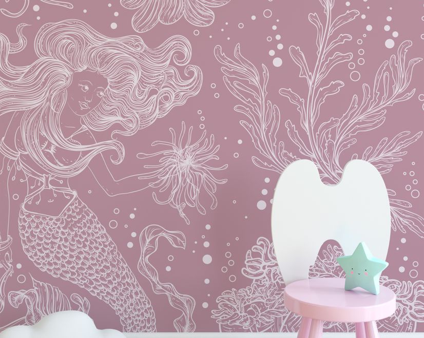 Kids Underwater Mermaid Girl Wallpaper Mural