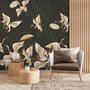 Gold Style Vintage Asian Crane Birds Wallpaper Mural