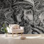 Papier peint panoramique de l'homme fumeur en niveaux de gris