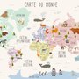  Carte éducatif en Français - Papier peint carte du monde éducative avec animaux pour enfants et bébé