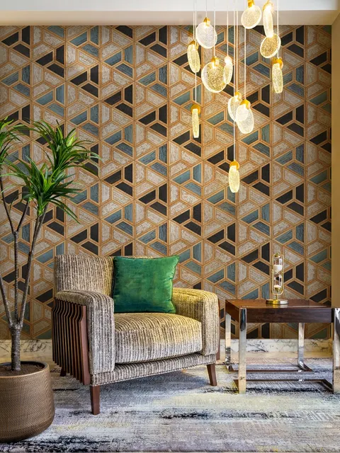 Geometric Shape Wood Look Texture Wallpaper Mural