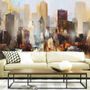 Watercolor Dark City Landscape Wallpaper Mural