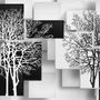 Black White Tree with Abstract Cube Wallpaper Mural