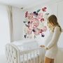 White Pink Peony Florals with Red Purple Tulips Wall Decal Sticker