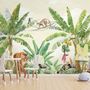 Watercolor Safari Animals in the Rainforest Wallpaper Mural for Kids
