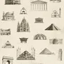 Vintage World Architecture Sketch Wallpaper Mural