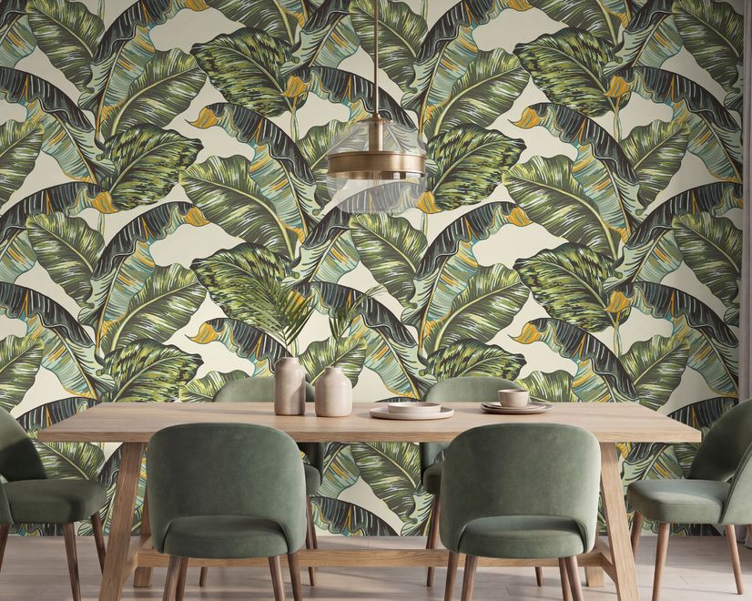 Vintage Banana Leaf Pattern Wallpaper Mural