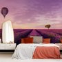Serene Sunset Lavender and Balloon Landscape Wallpaper Mural