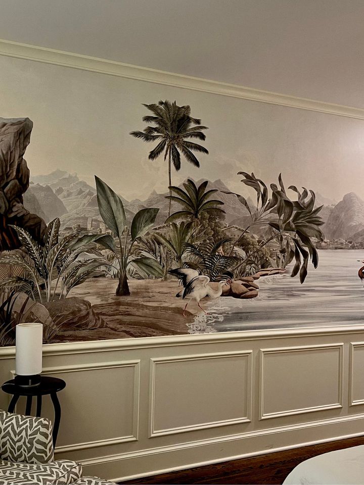 Tropical Nature Landscape with Birds Wallpaper Mural