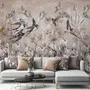 Fototapete Fliegende Vögel auf Blumen