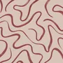 Burgundy-red looping contour lines on blush cream pink wallpaper mural