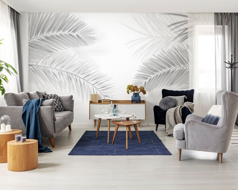 Dark Tropical Leaf Wallpaper Mural