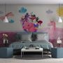 Papier peint panoramique licorne rose dessin animé