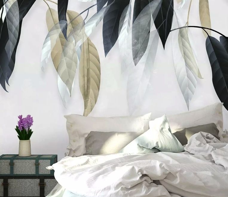 Dark Vintage Leaves Wallpaper Mural